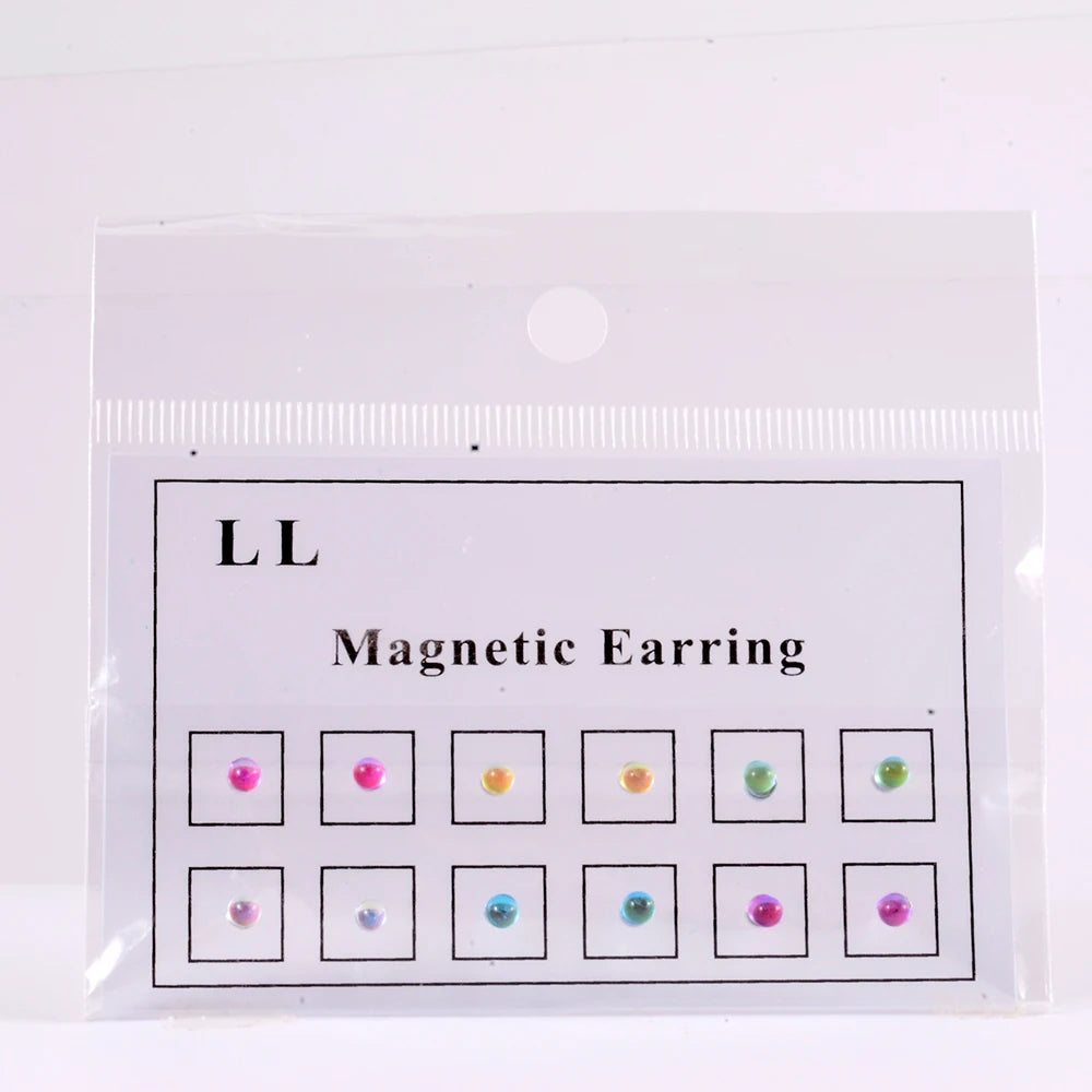12PCS/Card Fake Cheater Non Pierced Magnet Ear Tragus Cartilage Lip Labret Stud Nose Ring Jewelry Magnetic Earring