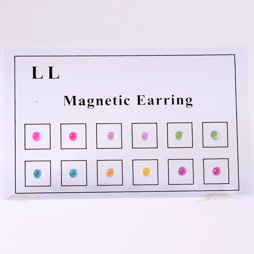 12PCS/Card Fake Cheater Non Pierced Magnet Ear Tragus Cartilage Lip Labret Stud Nose Ring Jewelry Magnetic Earring