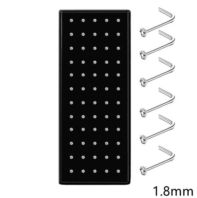 40/60PC Set Fashion Crystal C Shape Nose Ring Stainless Steel Multicolor Bend Nose Stud for Women Aro Nariz Anneau Nez Piercing