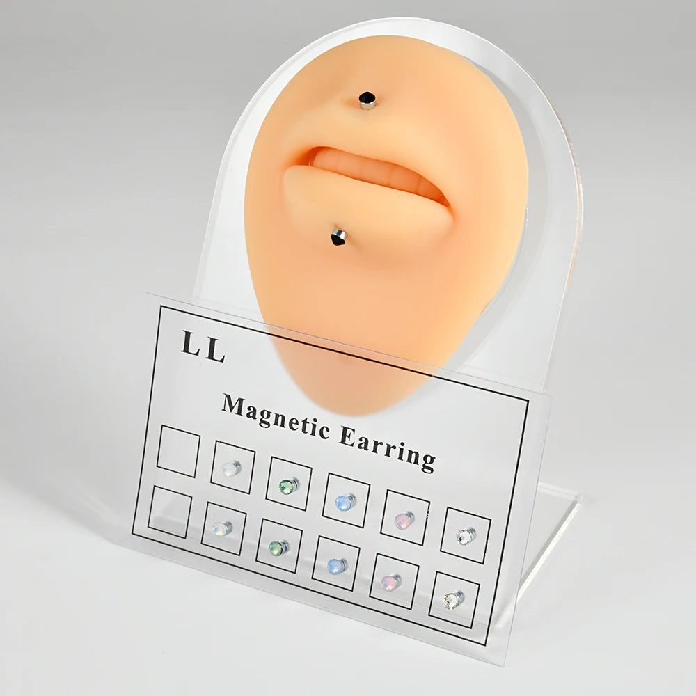 12PCS/Card Fake Cheater Non Pierced Magnet Ear Tragus Cartilage Lip Labret Stud Nose Ring Jewelry Magnetic Earring