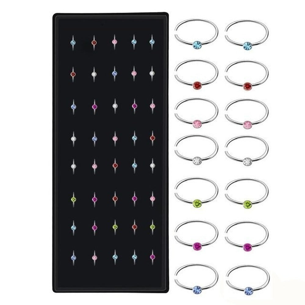 40/60PC Set Fashion Crystal C Shape Nose Ring Stainless Steel Multicolor Bend Nose Stud for Women Aro Nariz Anneau Nez Piercing