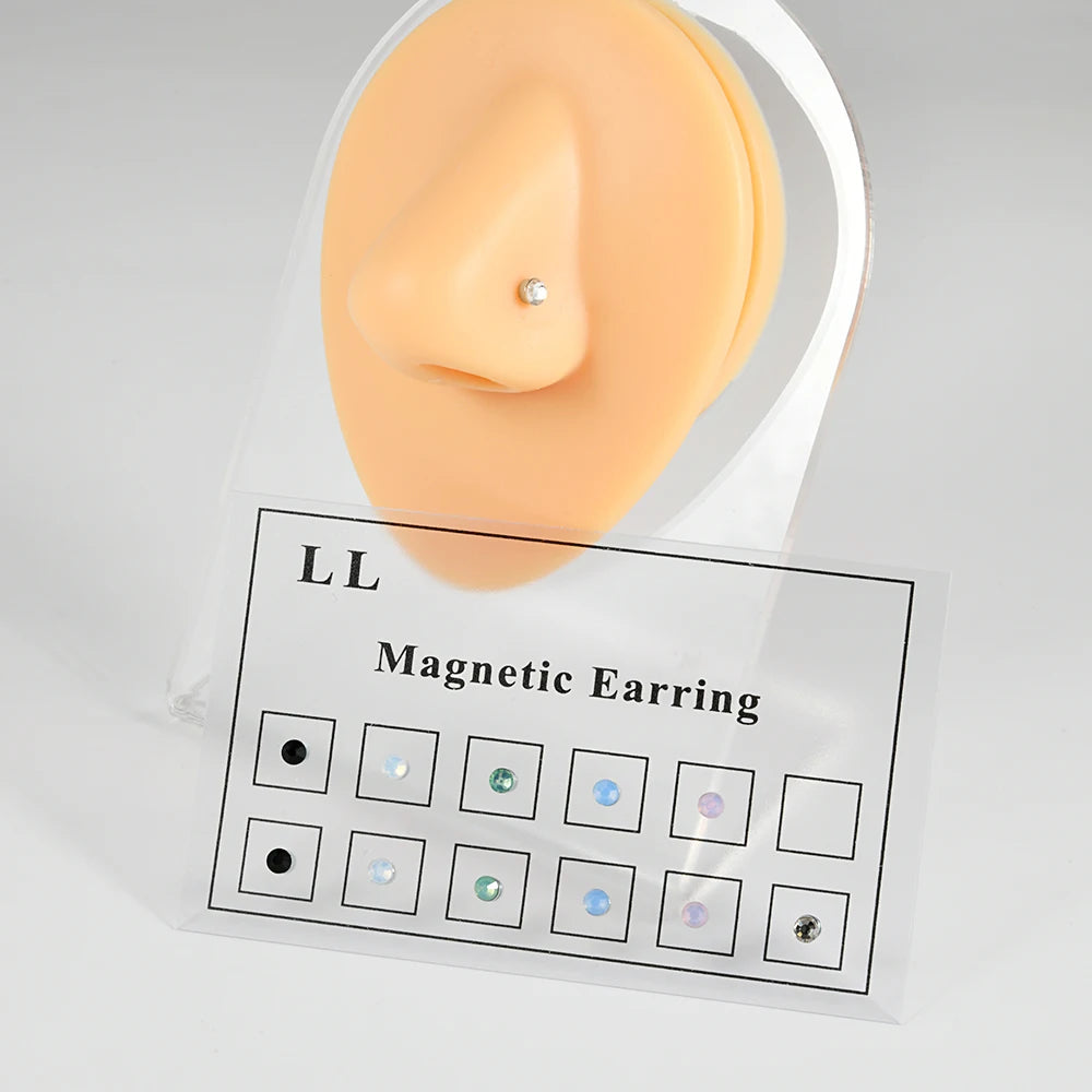 12PCS/Card Fake Cheater Non Pierced Magnet Ear Tragus Cartilage Lip Labret Stud Nose Ring Jewelry Magnetic Earring