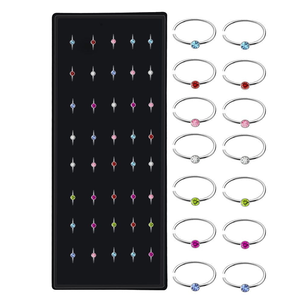 40/60PC Set Fashion Crystal C Shape Nose Ring Stainless Steel Multicolor Bend Nose Stud for Women Aro Nariz Anneau Nez Piercing