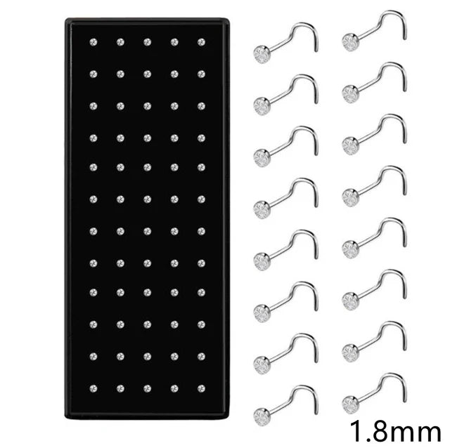 40/60PC Set Fashion Crystal C Shape Nose Ring Stainless Steel Multicolor Bend Nose Stud for Women Aro Nariz Anneau Nez Piercing