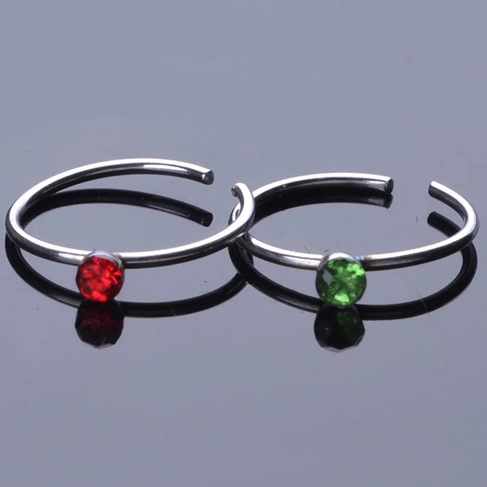40/60PC Set Fashion Crystal C Shape Nose Ring Stainless Steel Multicolor Bend Nose Stud for Women Aro Nariz Anneau Nez Piercing