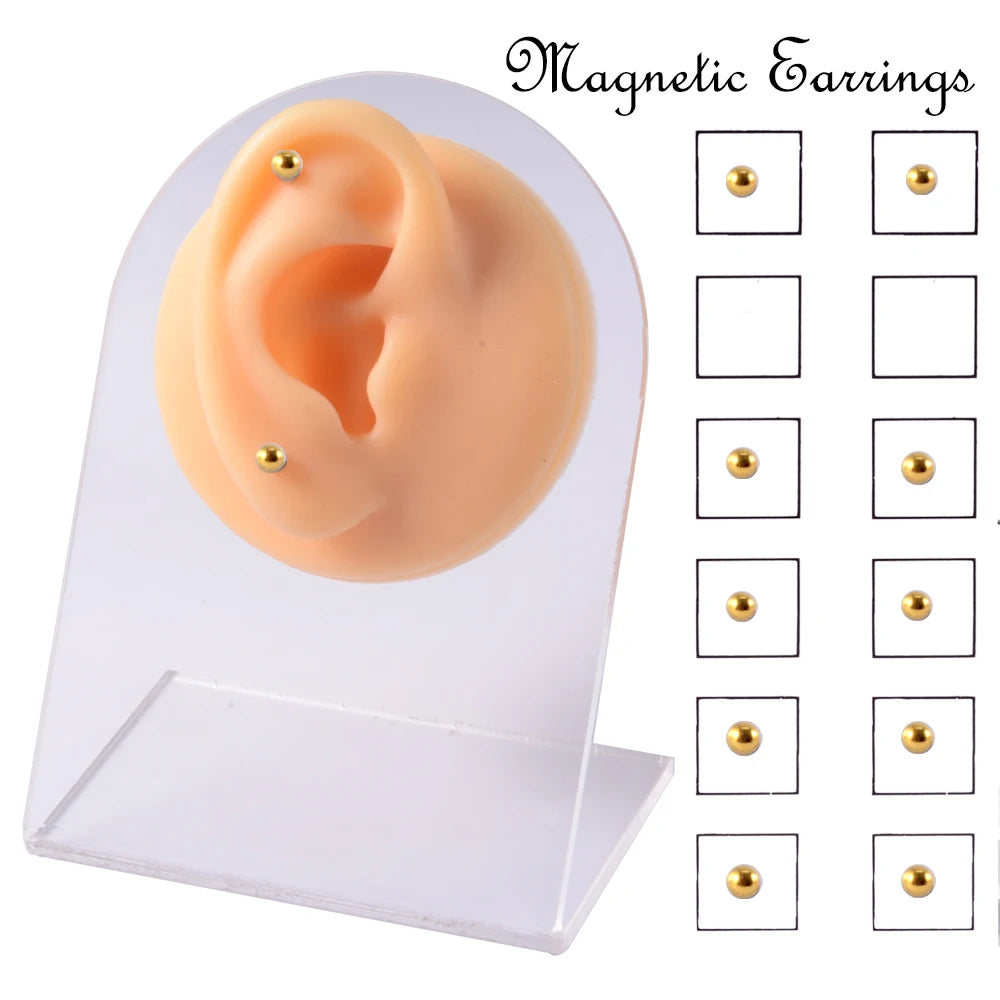 12PCS/Card Fake Cheater Non Pierced Magnet Ear Tragus Cartilage Lip Labret Stud Nose Ring Jewelry Magnetic Earring
