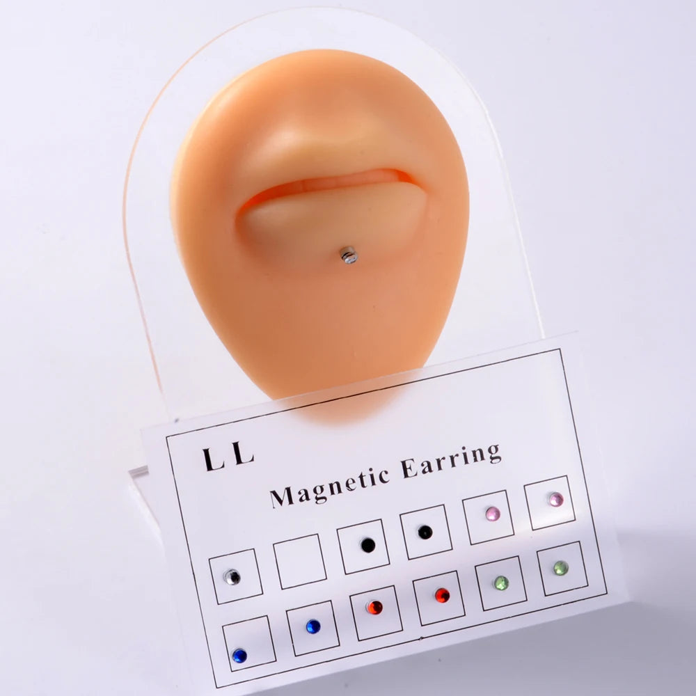 12PCS/Card Fake Cheater Non Pierced Magnet Ear Tragus Cartilage Lip Labret Stud Nose Ring Jewelry Magnetic Earring