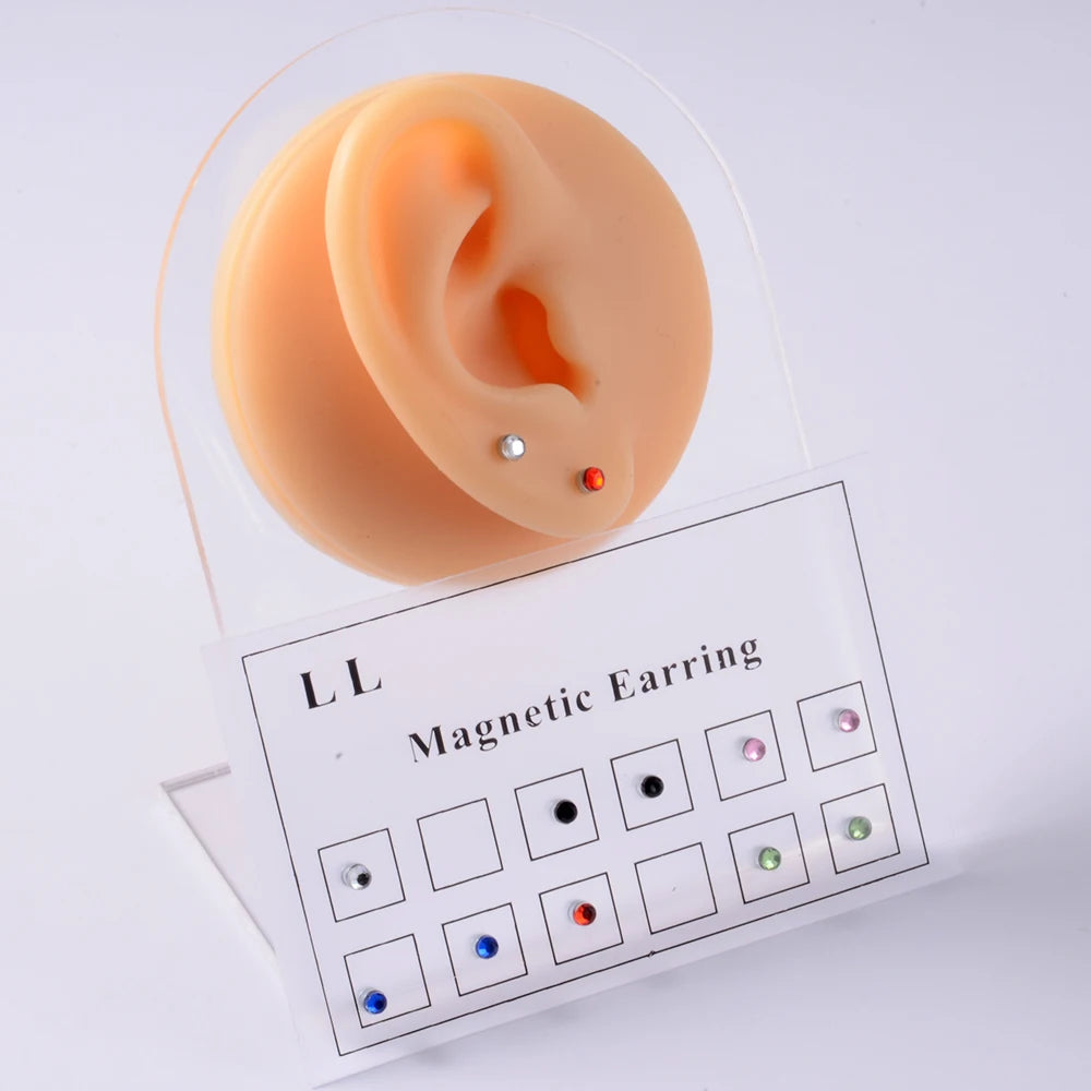 12PCS/Card Fake Cheater Non Pierced Magnet Ear Tragus Cartilage Lip Labret Stud Nose Ring Jewelry Magnetic Earring