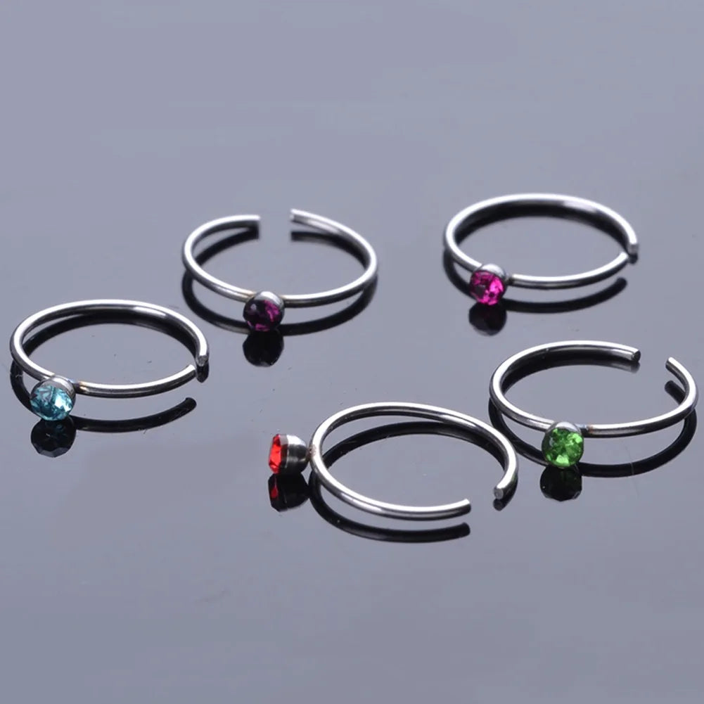 40/60PC Set Fashion Crystal C Shape Nose Ring Stainless Steel Multicolor Bend Nose Stud for Women Aro Nariz Anneau Nez Piercing